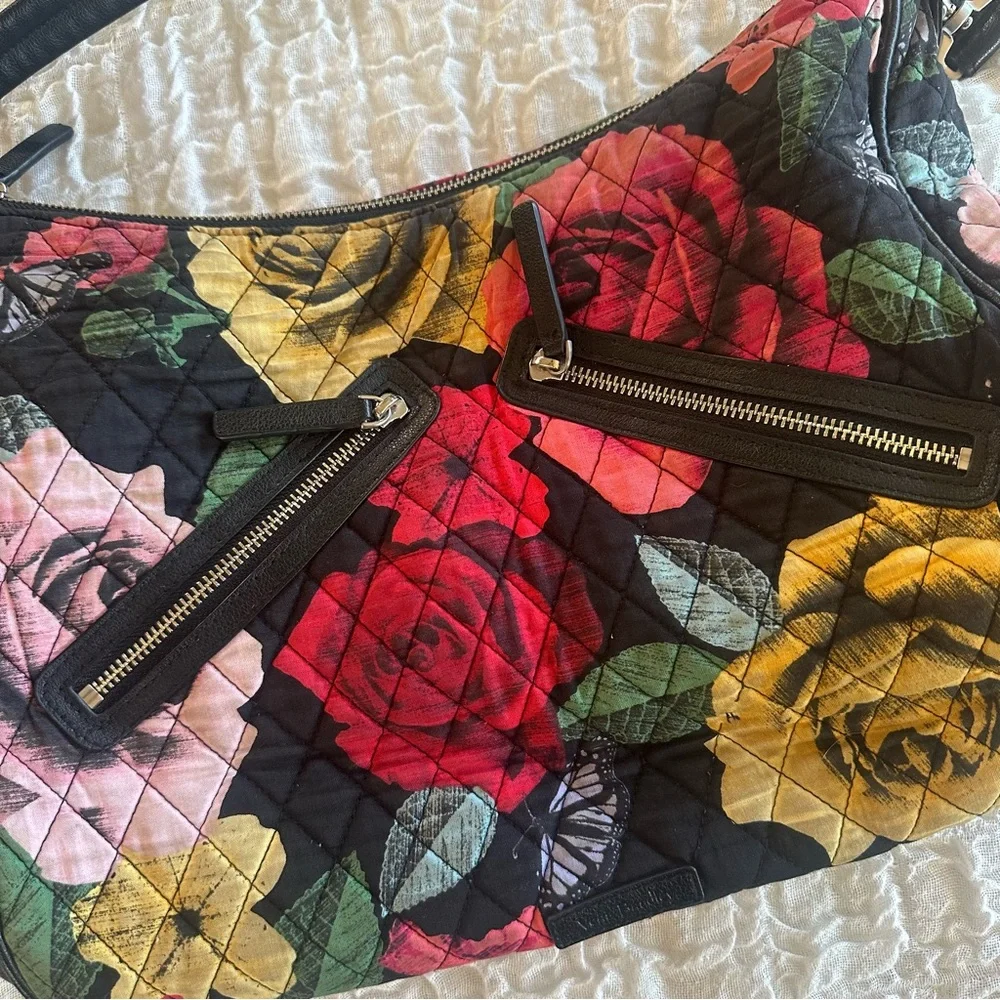Vera Bradley Havana Rose Vivian Hobo Bag Retired Floral Quilted Large